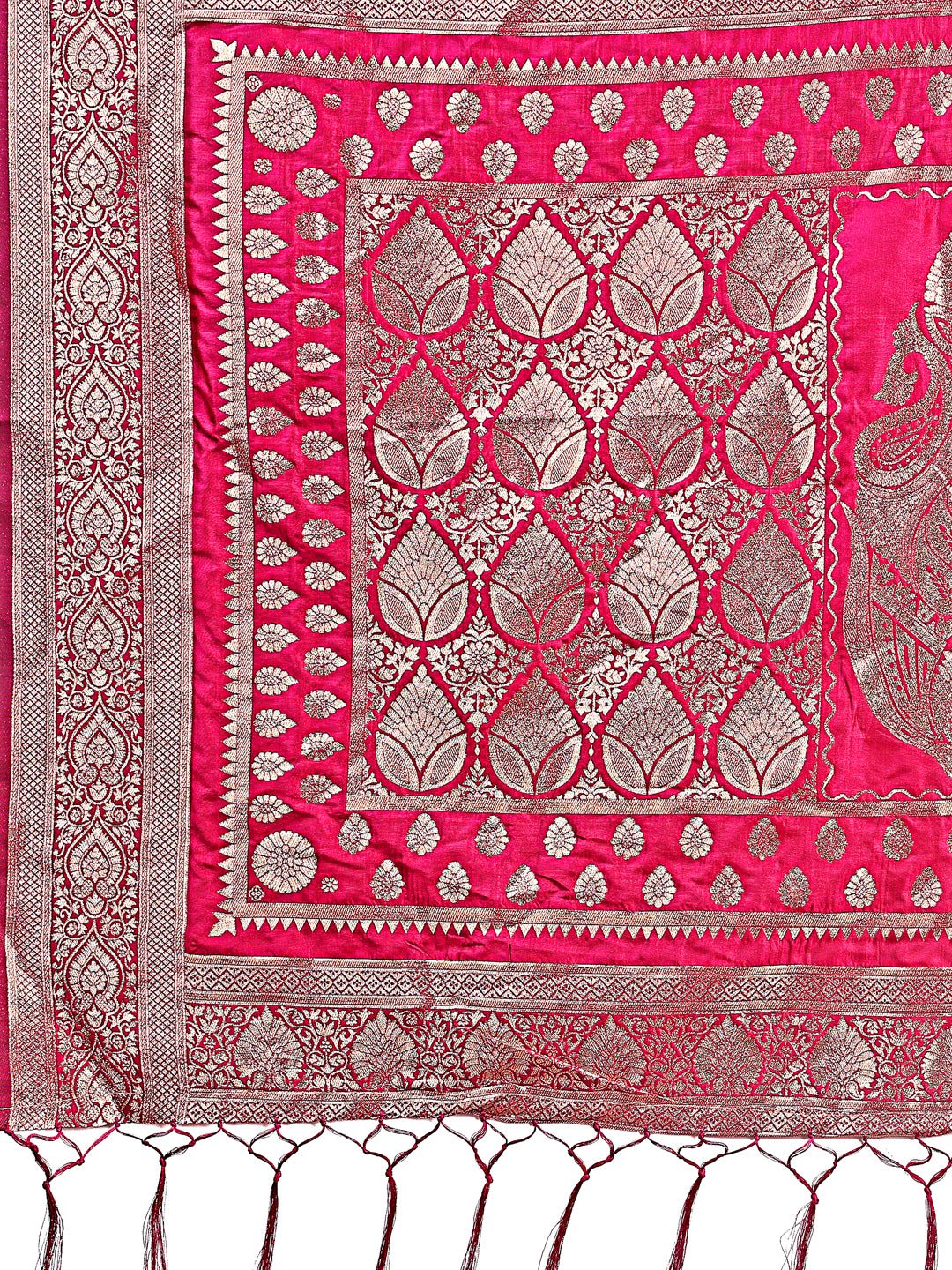 Astita Graceful Magenta Banarasi Silk Saree with Silver Zari - Perfect Ethnic Wear for Weddings & Festive Moments