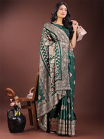 Thumbnail for Astita Graceful Green Banarasi Silk Saree with Silver Zari - Perfect Ethnic Wear for Weddings & Festive Moments - Distacart