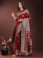 Thumbnail for Astita Graceful Maroon Banarasi Silk Saree with Silver Zari - Perfect Ethnic Wear for Weddings & Festive Moments - Distacart