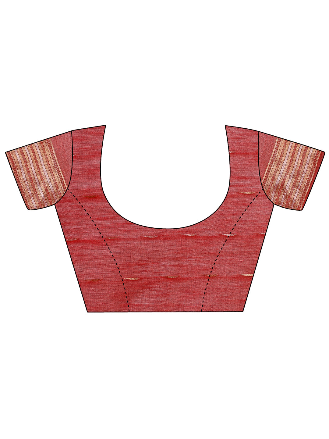Astita Elegant Red Linen Cotton Saree with Copper Zari Pallu and Artistic Brush Pattern - Festive & Formal Wear - Distacart