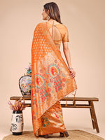 Thumbnail for Astita Majestic Mustard Linen Cotton Saree with Royal Peacock Pallu - A Celebration of Heritage and Grace - Distacart