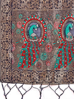 Thumbnail for Astita Majestic Navy Blue Linen Cotton Saree with Royal Peacock Pallu - A Celebration of Heritage and Grace - Distacart