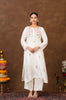 Gharana India Muslin A Line Kurta Set In Multi Colour Embroidery - Dista