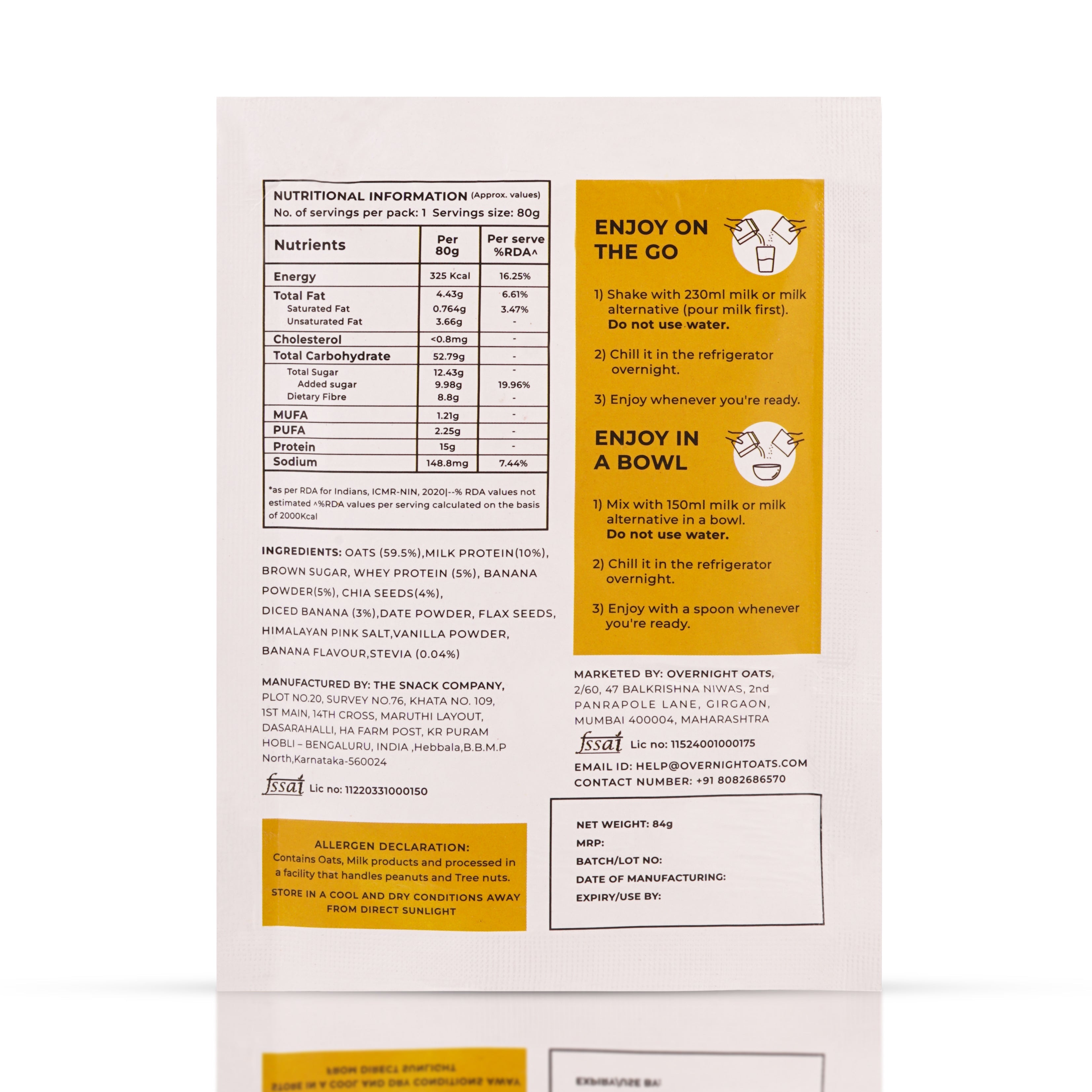 OverNightOats Banana Cake