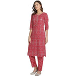 Thumbnail for Anubhutee Women Bandhani Printed Red Kurta with Trousers - Distacart