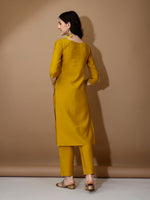 Thumbnail for Hand Embroidered Kurta With Pant & Dupatta Premium Luxury, Mustard - Hiral Fashion - Distacart