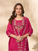 Thumbnail for Lehenga Mart Designer Anarkali Suit With Kurta, Pant, Dupatta For Women-Pink - Distacart