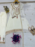 Thumbnail for Teeya Creation Cream Color Chinon Silk Party Wear Trending Palazzo Set - Distacart