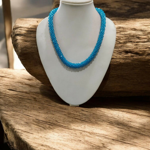 Inhanns Noor-E-Jalwa – Handmade Crystal Bead Necklace -Adjustable - Sky Blue Only Necklace - Distacart