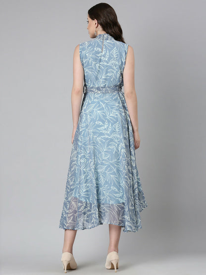 Souchii Grey Floral Chiffon Maxi Dress - Dista