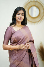 Thumbnail for Partywear Designer Light purple Banarasi Silk Fancy Saree - Starwalk - Distacart