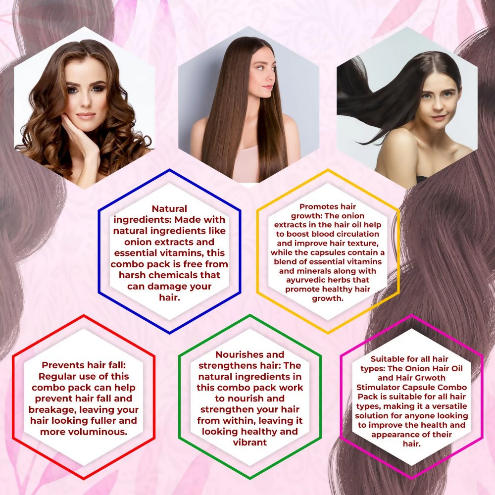 Rajasthan Herbals Onion Hair Oil & Hair Growth Stimulator Capsule Combo