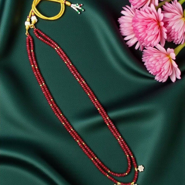 Joban Fashion Women Red Agate Beads In 2 Layers With Ad Flowers - Distacart