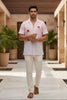 Melon — White Embroidered Linen Shirt by Hilo Design - Dista