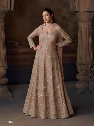 Aarshi Fashions Real Georgette Heavy Embroidery Wedding Gown