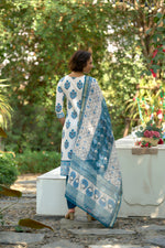 Thumbnail for Avantini Women's Cotton White Floral Printed With Chikankari Embroidered Kurta Pant With Dupatta