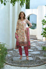 Thumbnail for Avantini Women's Cotton Pink Floral Printed With Chikankari Embroidered Kurta Pant With Dupatta