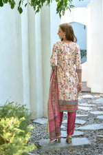 Thumbnail for Avantini Women's Cotton Pink Floral Printed With Chikankari Embroidered Kurta Pant With Dupatta