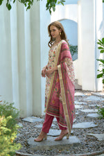 Thumbnail for Avantini Women's Cotton Pink Floral Printed With Chikankari Embroidered Kurta Pant With Dupatta