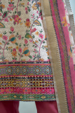 Thumbnail for Avantini Women's Cotton Pink Floral Printed With Chikankari Embroidered Kurta Pant With Dupatta