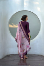 Thumbnail for Avantini Women's Cotton Purple Embroidered Kurta Pant With Dupatta