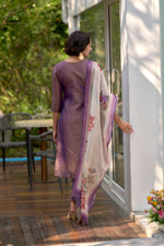 Thumbnail for Avantini Women's Cotton Lavender Embroidered Kurta Pant With Dupatta