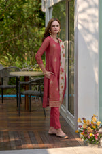 Thumbnail for Avantini Women's Cotton Red Embroidered Kurta Pant With Dupatta - Distacart