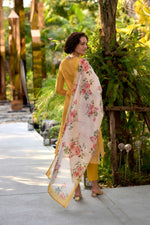 Thumbnail for Avantini Women's Cotton Yellow Embroidered Kurta Pant With Dupatta - Distacart