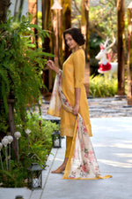 Thumbnail for Avantini Women's Cotton Yellow Embroidered Kurta Pant With Dupatta - Distacart