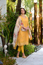 Thumbnail for Avantini Women's Cotton Yellow Embroidered Kurta Pant With Dupatta - Distacart