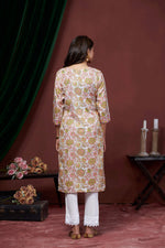 Thumbnail for Avantini Women's Cotton Linen Multi Floral Printed embellished Kurti
