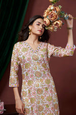 Thumbnail for Avantini Women's Cotton Linen Multi Floral Printed embellished Kurti