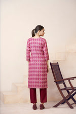 Thumbnail for Avantini Women's Cotton Linen Pink Floral Printed embellished Kurti