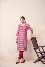 Thumbnail for Avantini Women's Cotton Linen Pink Floral Printed embellished Kurti