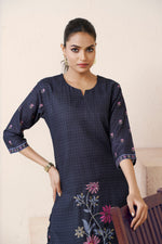 Thumbnail for Avantini Women's Cotton Linen Black Floral Printed and Embroidery Kurti - Distacart