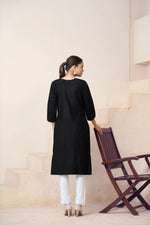 Thumbnail for Avantini Women's Viscose Rayon Black Embroidery Kurti - Distacart