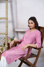 Thumbnail for Avantini Women's Viscose Rayon Light Pink Floral Embroidery Kurti - Distacart