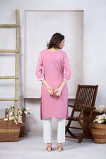 Thumbnail for Avantini Women's Viscose Rayon Light Pink Floral Embroidery Kurti