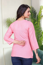 Thumbnail for Avantini Women's Viscose Rayon Pink Floral Embroidery Tunic - Distacart