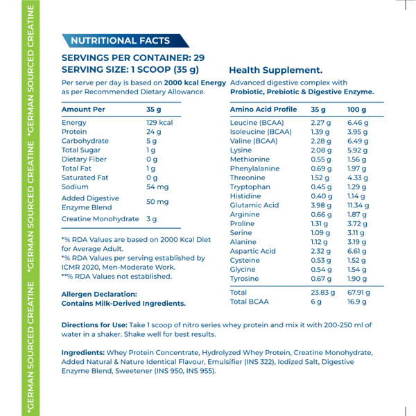 Explosive Whey Nitro Series Whey (24gm Protein with 3gm Creatine)