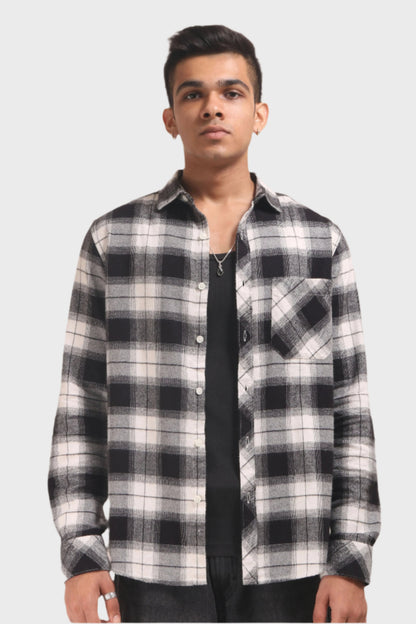 Xkind Black Flannel Checks Regular Fit Shirt - Distacart