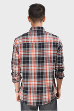 Thumbnail for Xkind Orange Flannel Checks Regular Fit Shirt