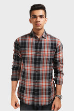 Thumbnail for Xkind Orange Flannel Checks Regular Fit Shirt