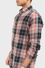 Thumbnail for Xkind Orange Flannel Checks Regular Fit Shirt