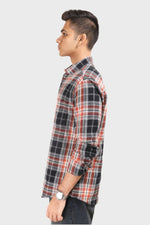 Thumbnail for Xkind Orange Flannel Checks Regular Fit Shirt