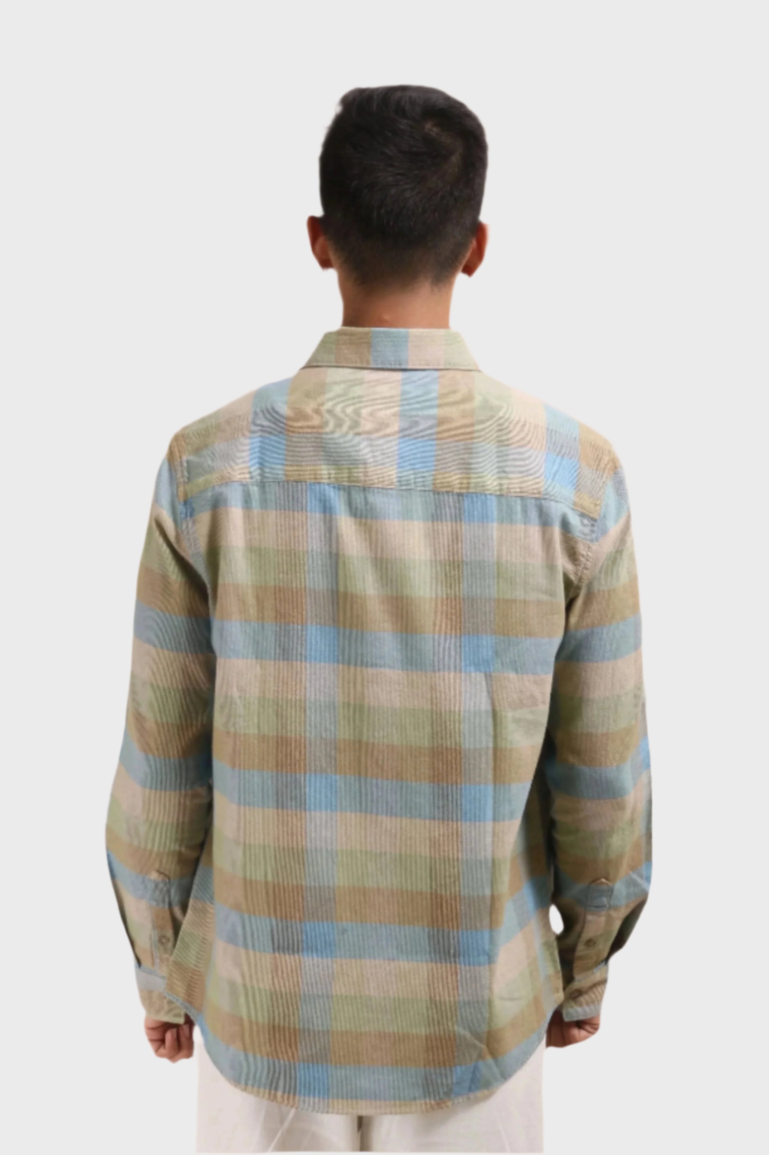 Xkind Light Green Corduroy Checks Regular Fit Shirt