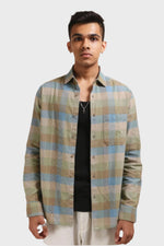 Thumbnail for Xkind Light Green Corduroy Checks Regular Fit Shirt