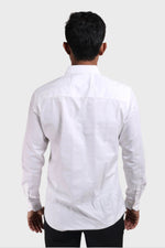 Thumbnail for Xkind Men's White Dobby Self Stripe Slim Fit Shirt