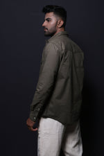 Thumbnail for Jonesburg Olive Green Double Pocket Regular Fit Shirt