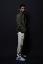 Thumbnail for Jonesburg Olive Green Double Pocket Regular Fit Shirt